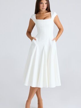 teia forest draped corset midi dress Clothing : Midi Dresses : 'Teia' Forest Draped Corset Midi Dress